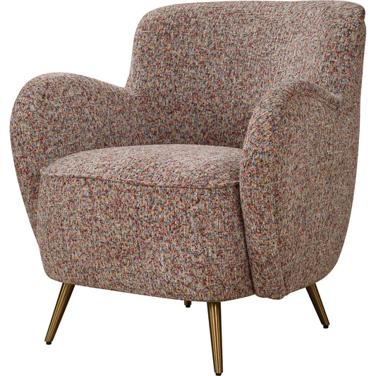 Gemstone Confetti Toned Accent Chair by Uttermost in brass. Made from plywood, foam, fabric, stainless steel in a unique style.