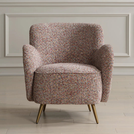Gemstone Confetti Toned Accent Chair by Uttermost in brass. Made from plywood, foam, fabric, stainless steel in a unique style.