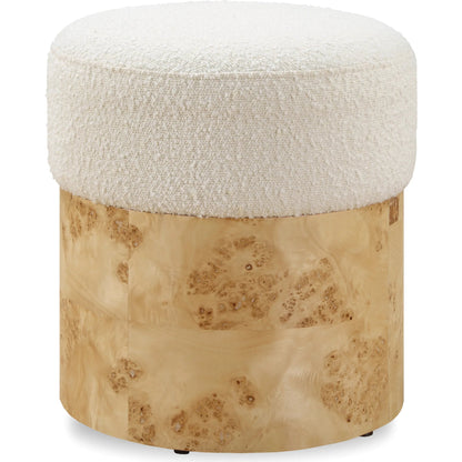 Swirls Poplar Ottoman by Uttermost in ivory. Made from plywood，poplar burl, foam，fabric in a transitional style.