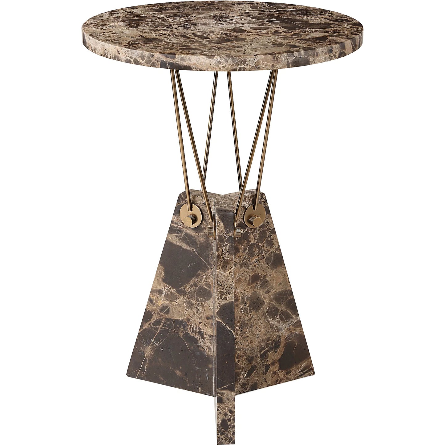 001 SI-2262500 | Primary Silo | Levitate Accent Table by Uttermost in brass. Made from marble, iron in a unique style.