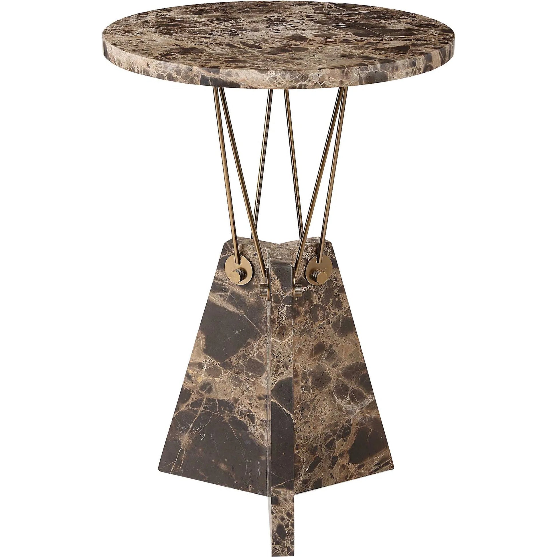 Levitate Accent Table by Uttermost in brass. Made from marble, iron in a unique style.