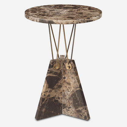 Levitate Accent Table by Uttermost in brass. Made from marble, iron in a unique style.