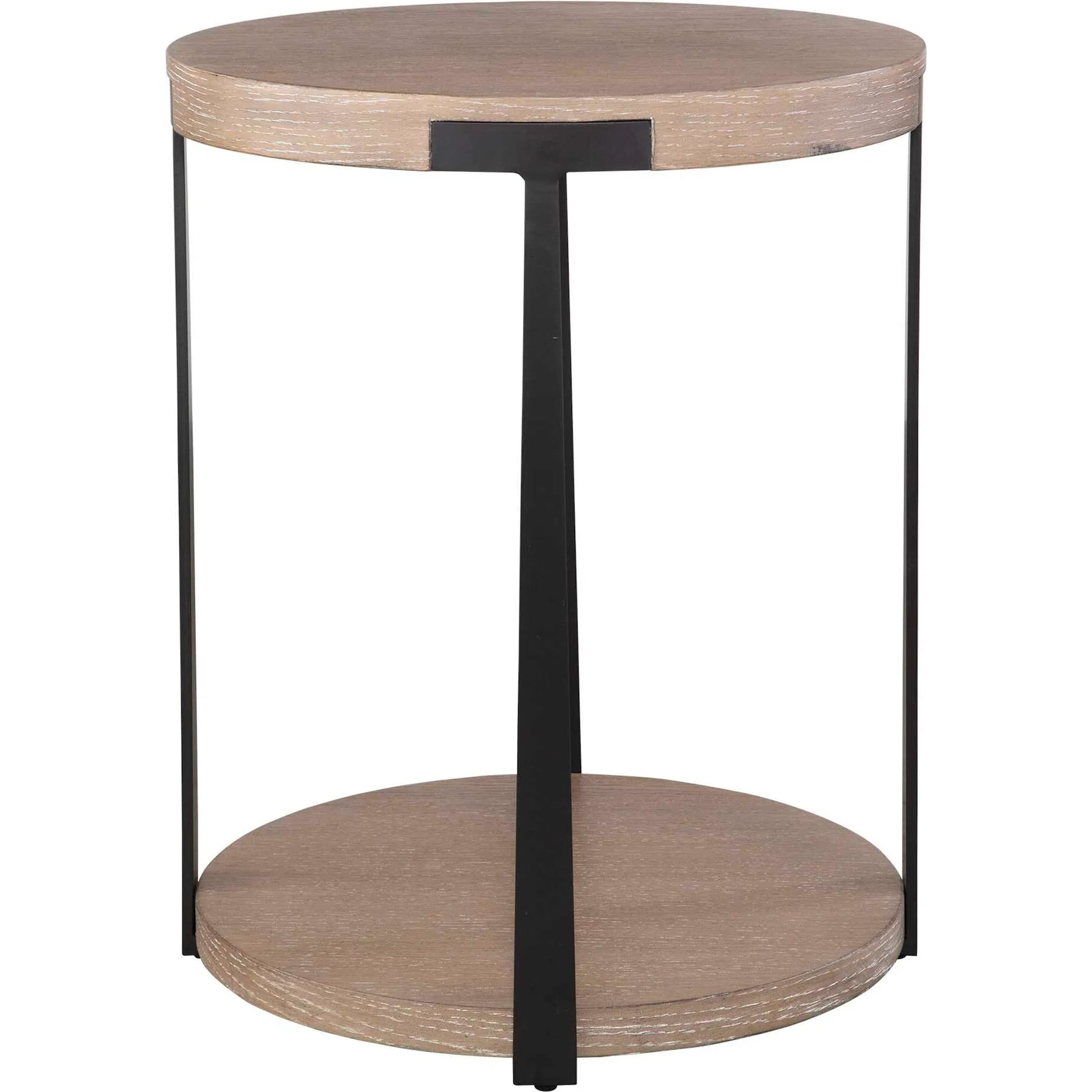 Palisade Natural Round Side Table by Uttermost in natural, dark bronze. Made from mdf, oak veneer, metal in a unique style.