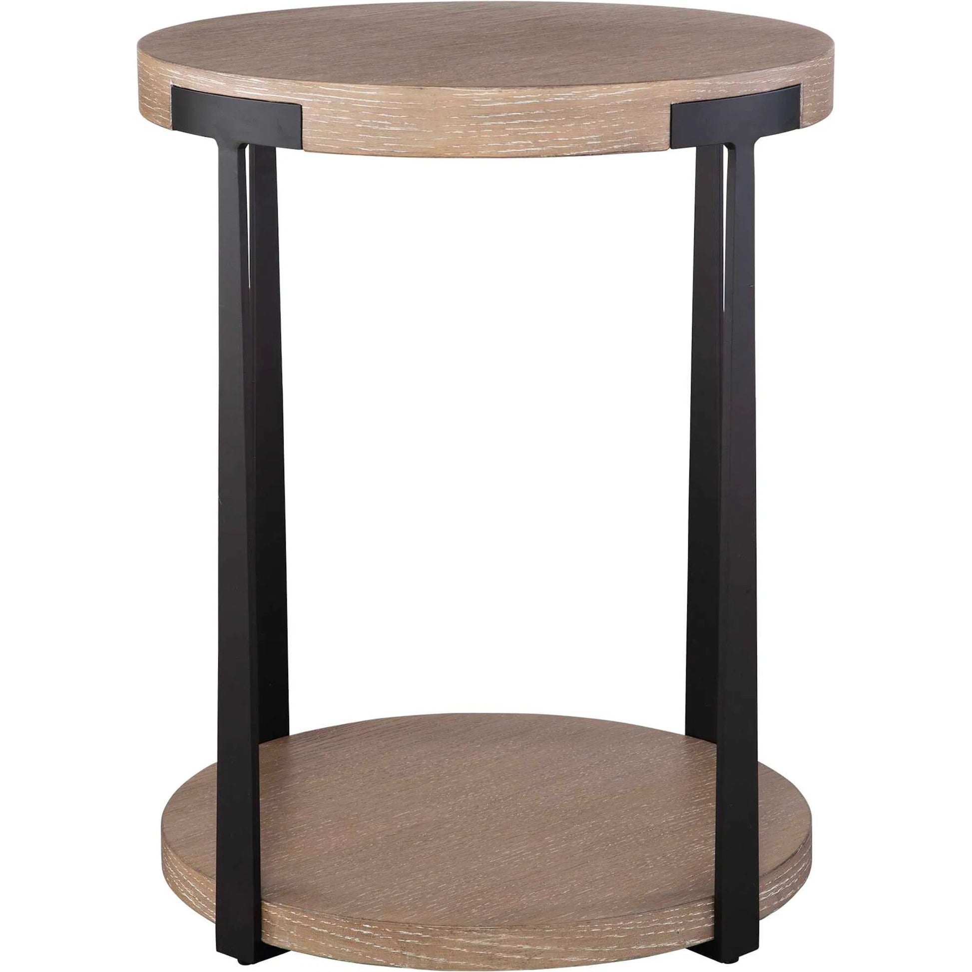 Palisade Natural Round Side Table by Uttermost in natural, dark bronze. Made from mdf, oak veneer, metal in a unique style.