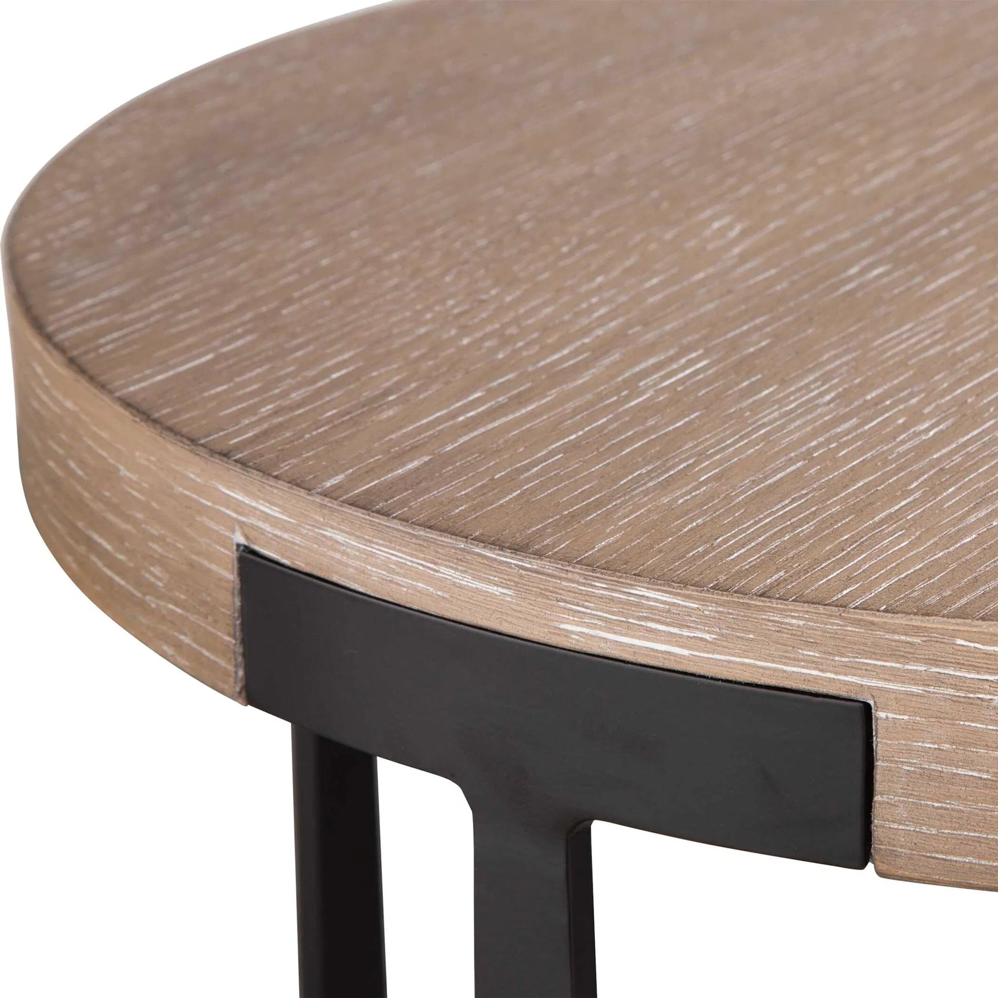 Palisade Natural Round Side Table by Uttermost in natural, dark bronze. Made from mdf, oak veneer, metal in a unique style.