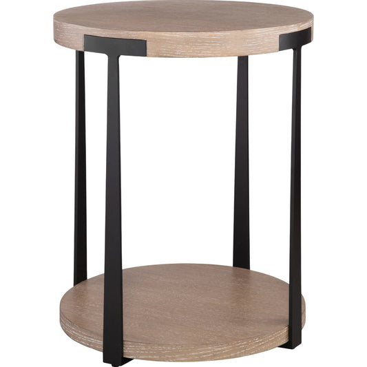 001 SI-2295336 | Primary Silo | Palisade Natural Round Side Table by Uttermost in natural, dark bronze. Made from mdf, oak veneer, metal in a unique style.