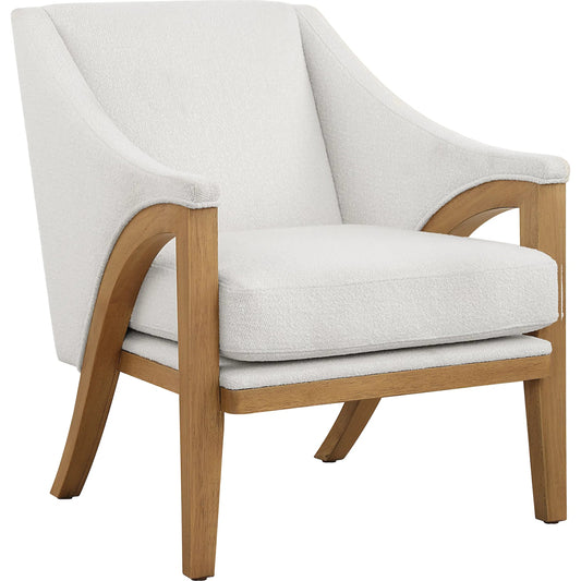 Evolve Fabric Accent Chair by Uttermost in white. Made from oak solid, plywood, foam, fabric in a unique style.