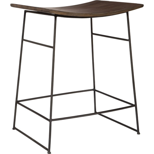 Thura Counter Stool by Uttermost in walnut. Made from mango wood with metal in a unique style.