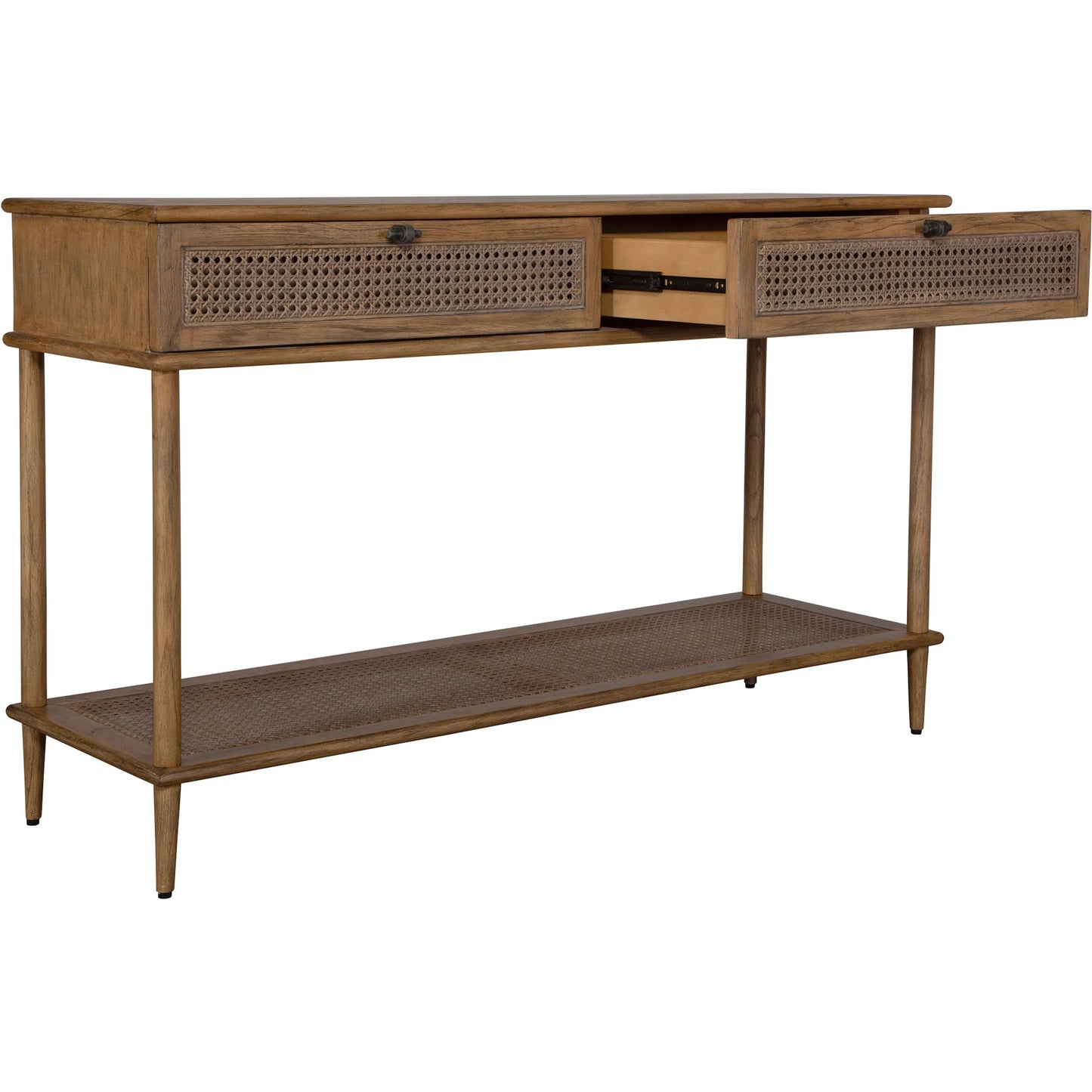 002 SI-2262323 | Additional Silo | Coast Mid Century Console Table by Uttermost in dark. Made from mindi wood, mdf, mindi veneer, webbing in a traditional style.