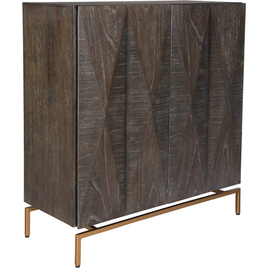 Marico 2-Door Mindi Cabinet by Uttermost in gold. Made from mdf veneer mindi, mindi wood, metal leg in a unique style.