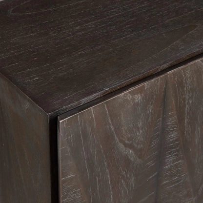 Marico 2-Door Mindi Cabinet by Uttermost in gold. Made from mdf veneer mindi, mindi wood, metal leg in a traditional style.