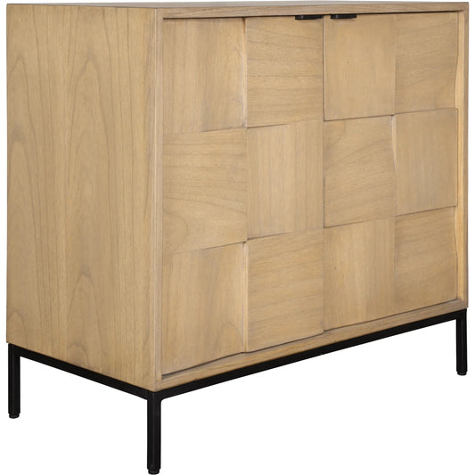 Lorenzo Geometric 2 Door Cabinet by Uttermost in black. Made from mdf veneer mindi, mindi wood, metal leg in a unique style.