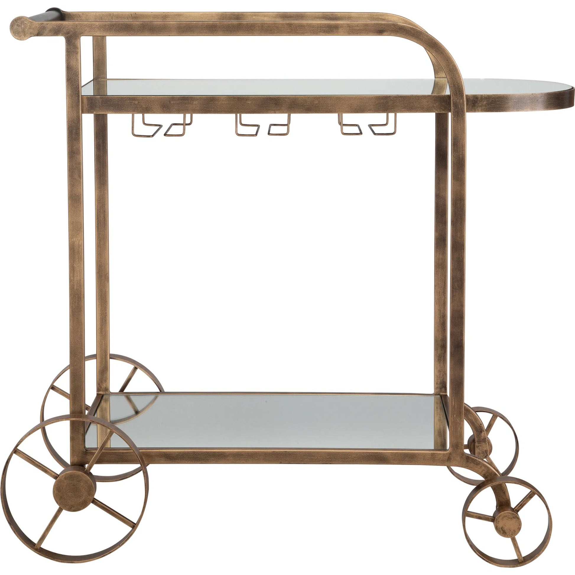Carrinho Antique Bar Cart by Uttermost in brass. Made from metal, mirror in a traditional style.