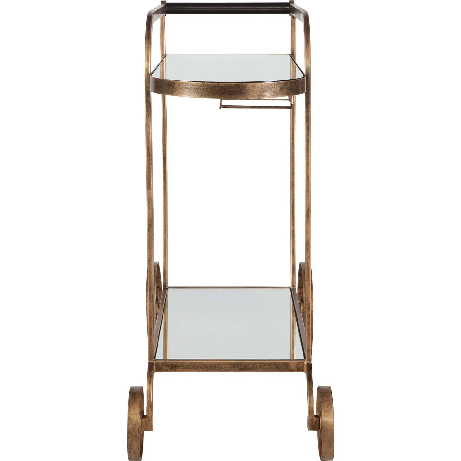 Carrinho Antique Bar Cart by Uttermost in brass. Made from metal, mirror in a traditional style.