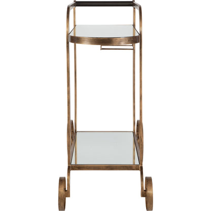 Carrinho Antique Bar Cart by Uttermost in brass. Made from metal, mirror in a traditional style.