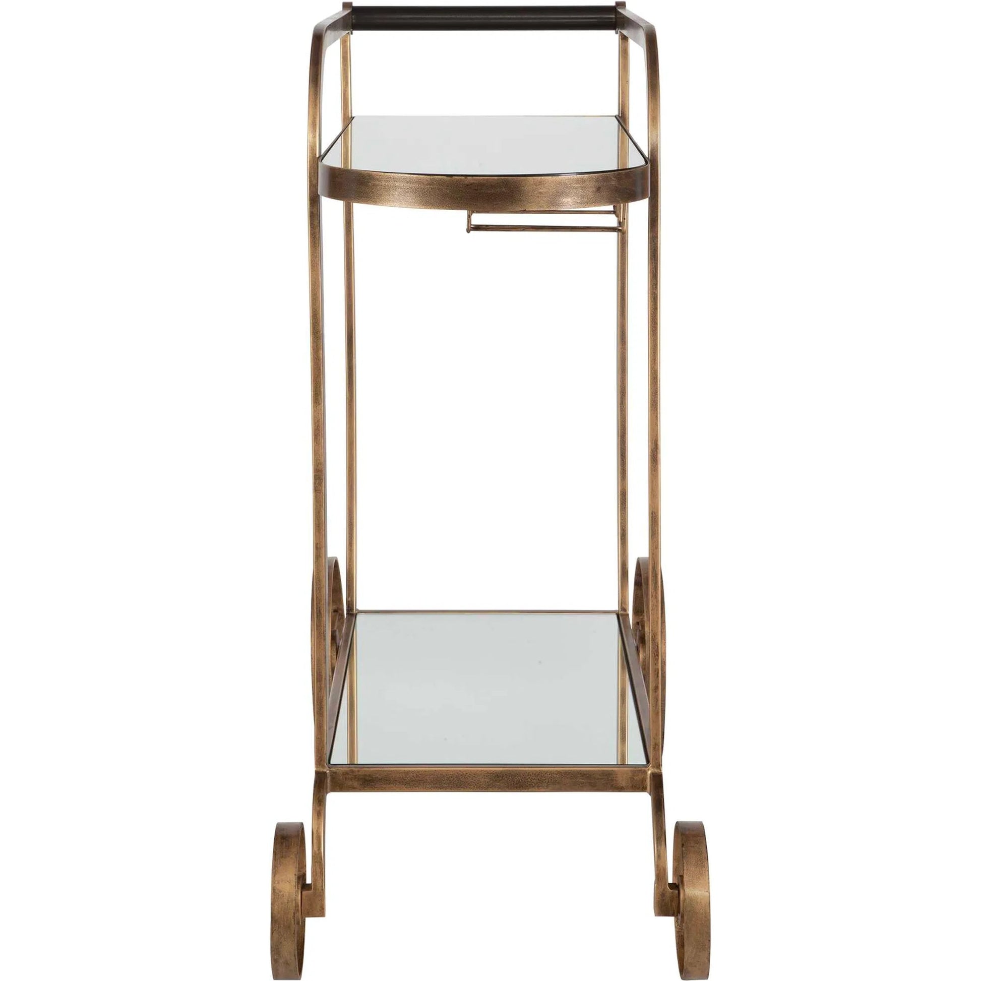Carrinho Antique Bar Cart by Uttermost in brass. Made from metal, mirror in a traditional style.