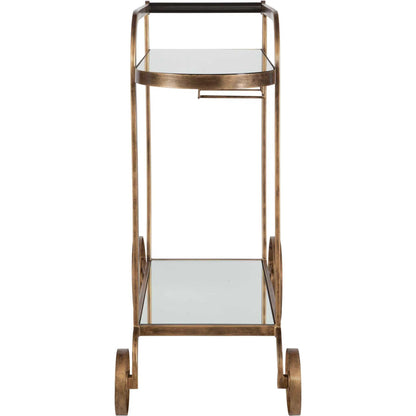 Carrinho Antique Bar Cart by Uttermost in brass. Made from metal, mirror in a traditional style.