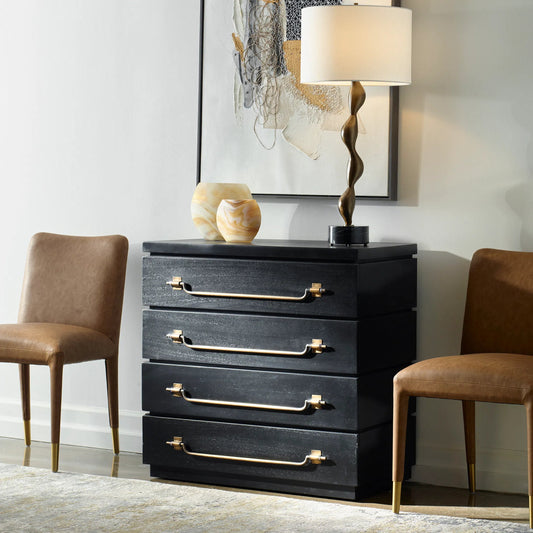 Halifax Accent Chest by Uttermost in brass. Made from mdf veneer mahogany, mahogany wood, metal in a modern style.