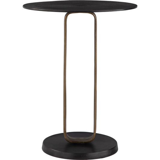 Aperture Accent Table by Uttermost in brass. Made from aluminum in a unique style.