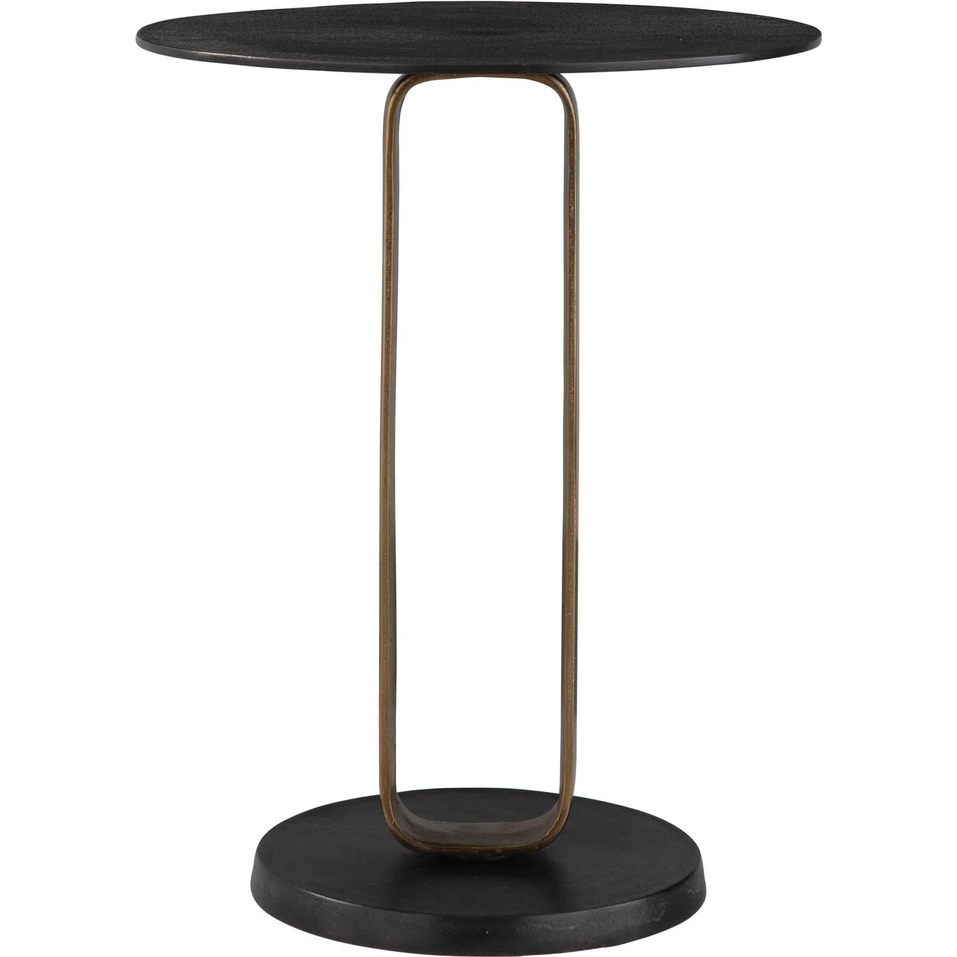 Aperture Accent Table by Uttermost in brass. Made from aluminum in a unique style.