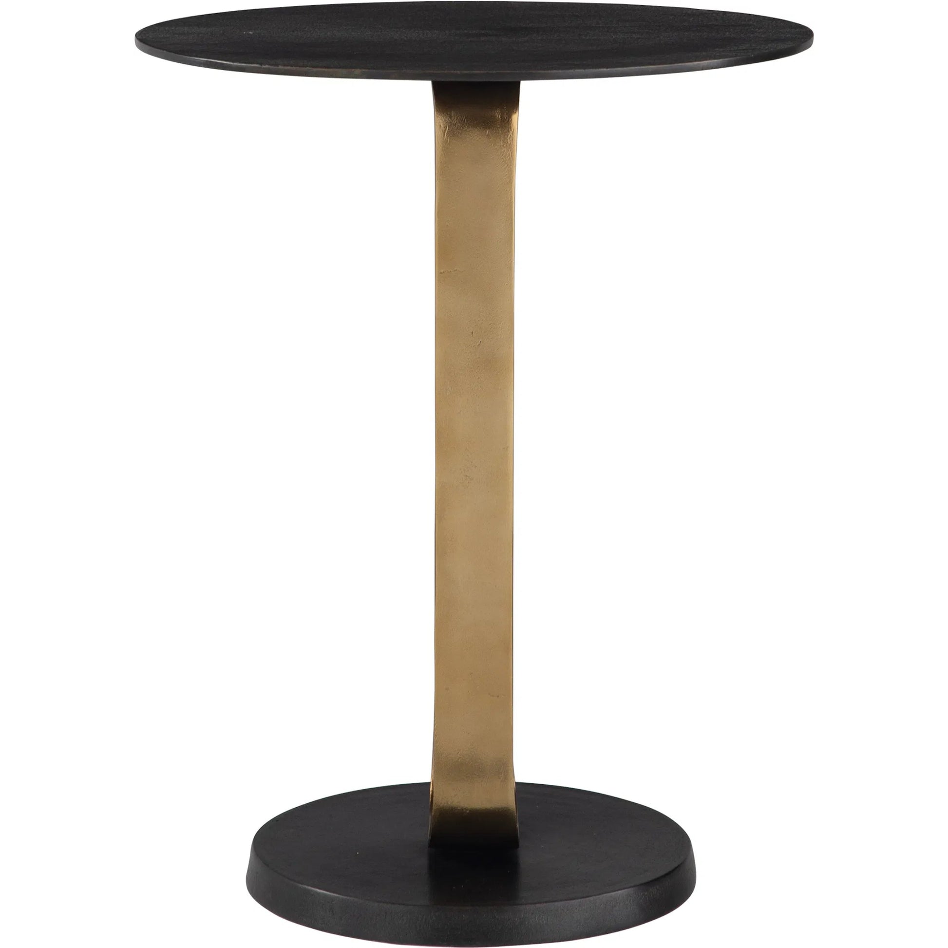 Aperture Accent Table by Uttermost in brass. Made from aluminum in a unique style.