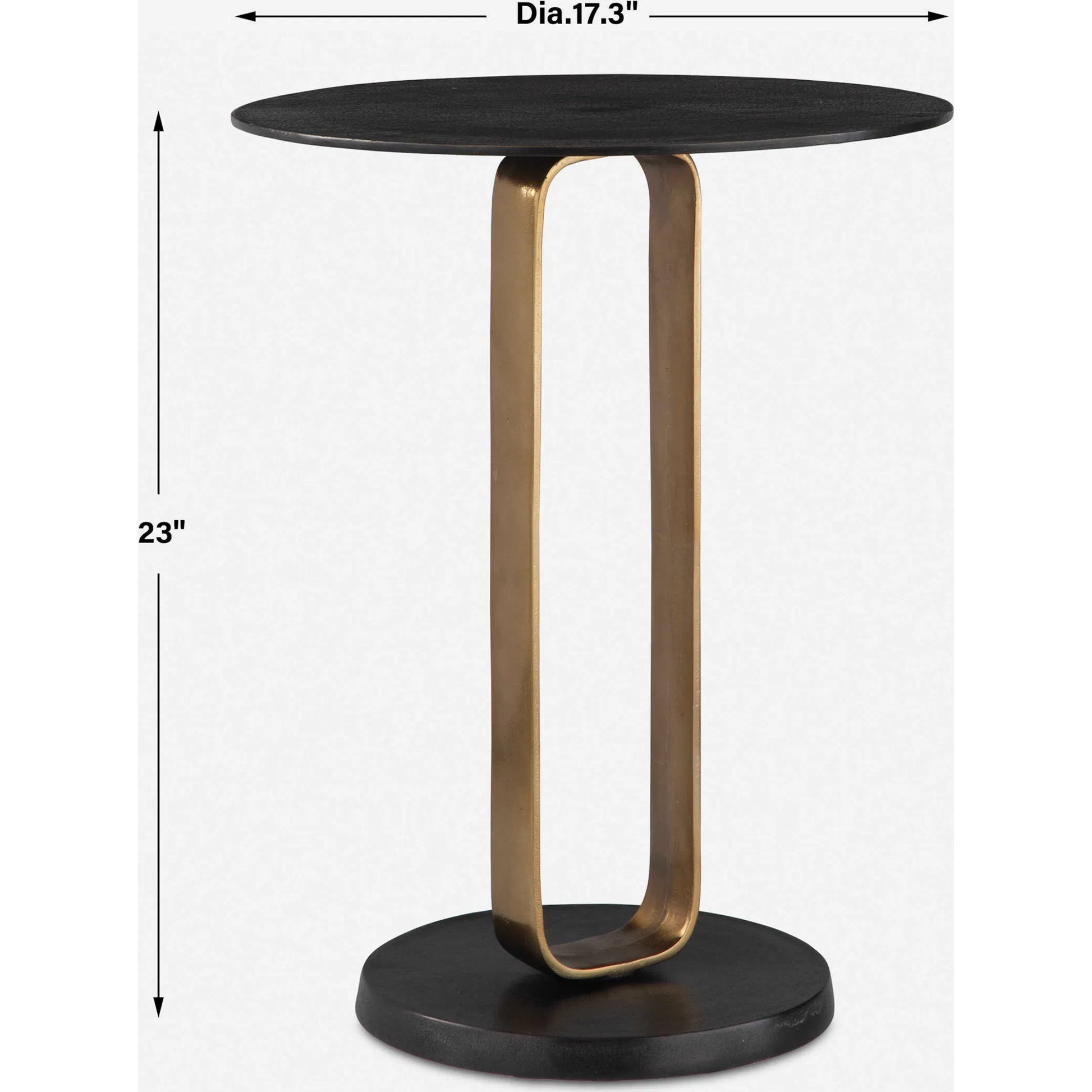 Aperture Accent Table by Uttermost in brass. Made from aluminum in a unique style.