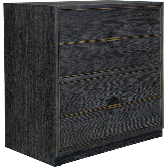 Besos 4-Drawer Chest by Uttermost in dark walnut. Made from oak wood, mdf, oak veneer, iron in a traditional style.