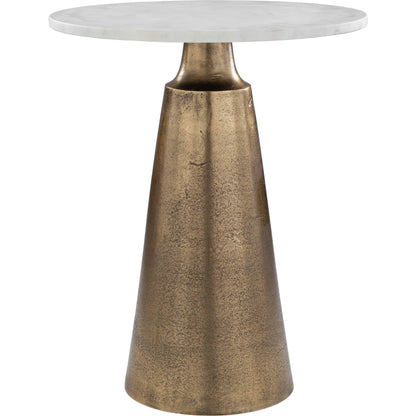 Midsummer Antique Accent Table by Uttermost in brass. Made from aluminum, marble in a modern style.