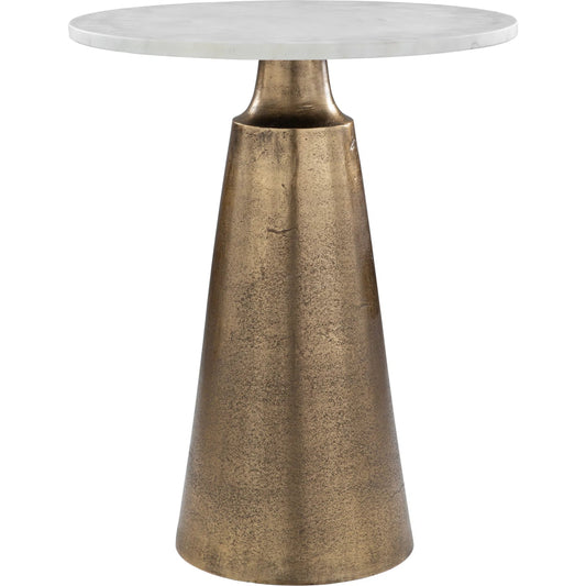 Midsummer Antique Accent Table by Uttermost in brass. Made from aluminum, marble in a unique style.