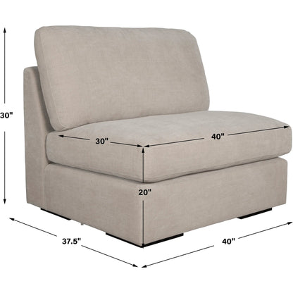 Refuge Armless Sand Sofa by Uttermost. Made from rubber wood, plywood, fabric, foam, trillion in a unique style.