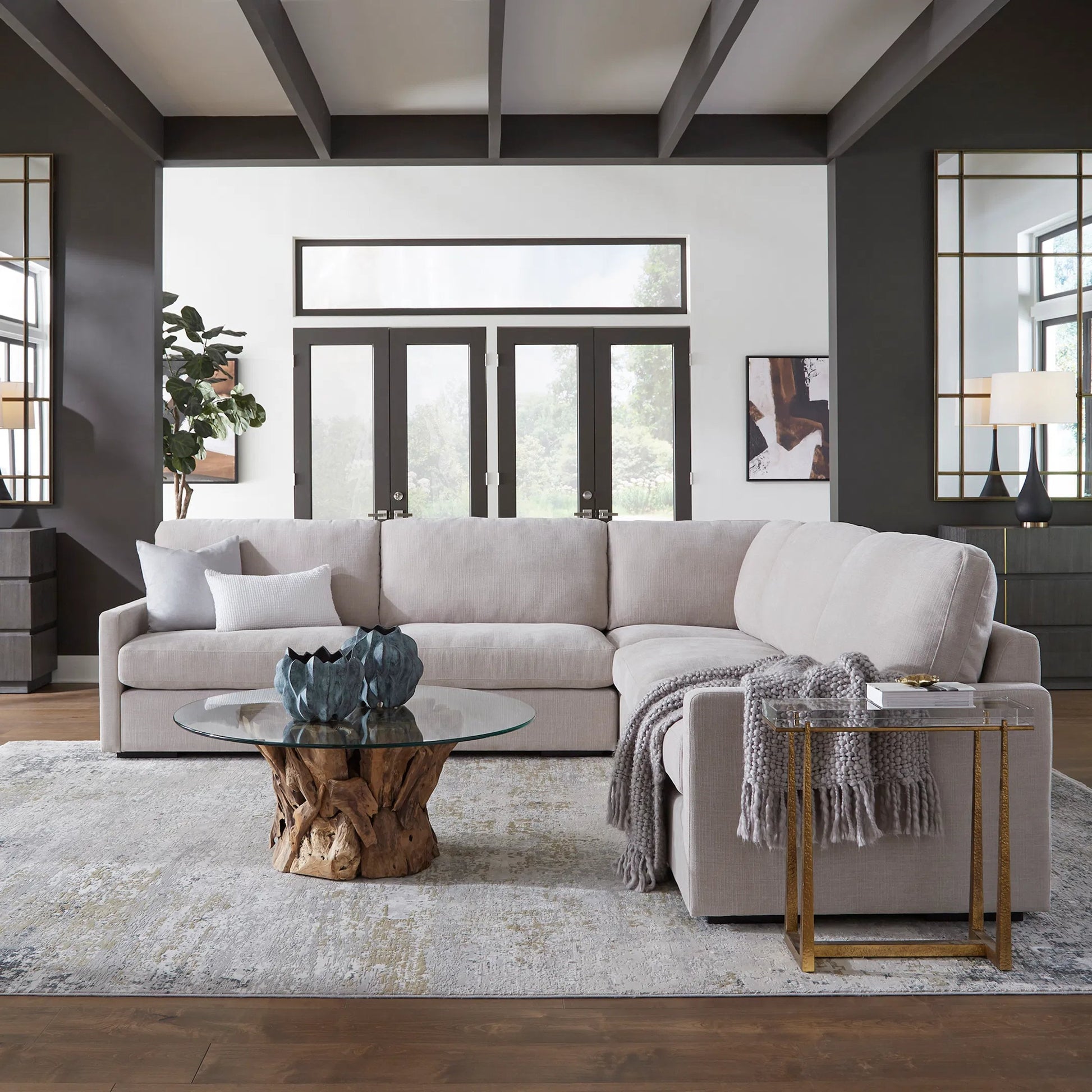 Refuge Right Arm Facing Sofa by Uttermost. Made from rubber wood, plywood, fabric, foam, trillion in a unique style.