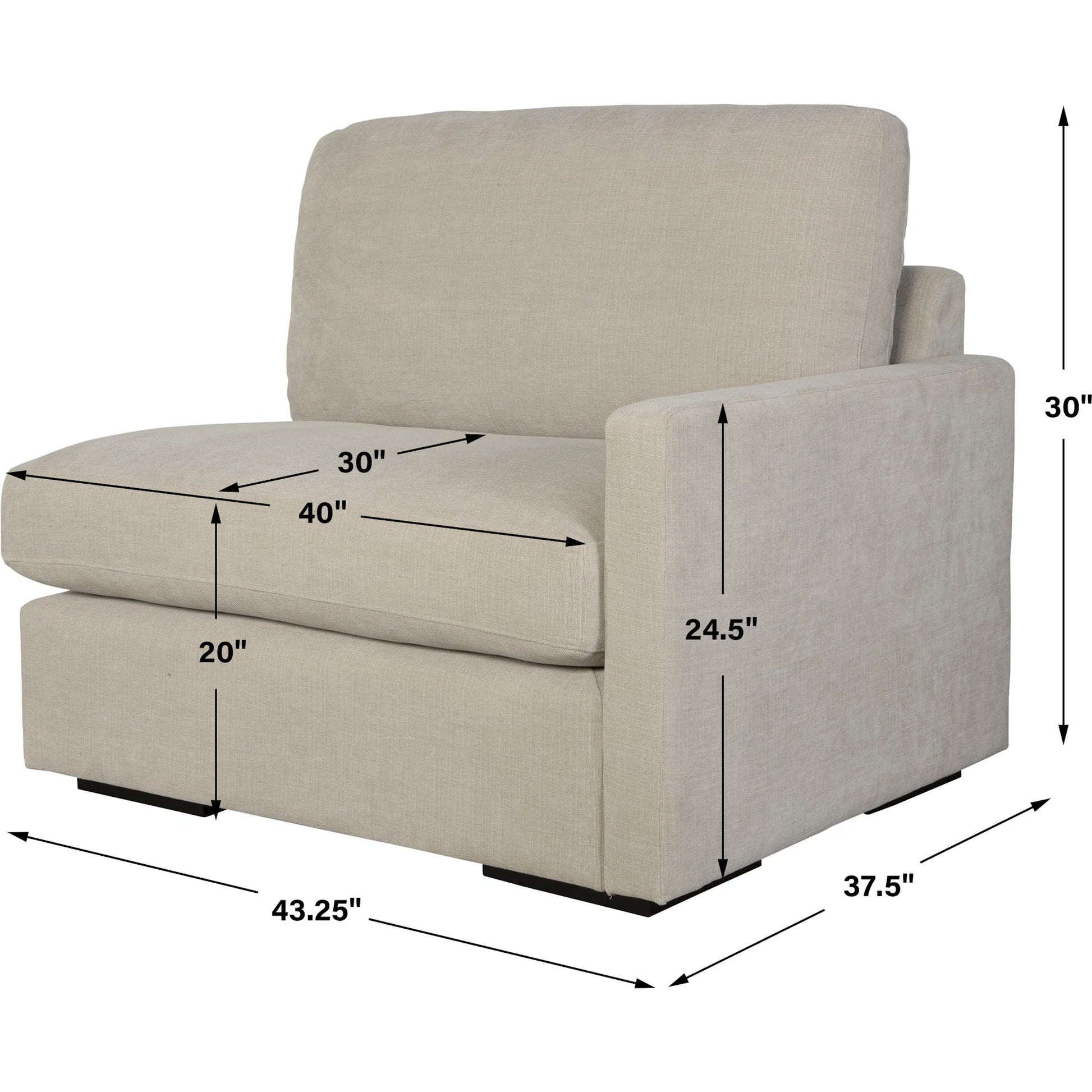 Refuge Right Arm Facing Sofa by Uttermost. Made from rubber wood, plywood, fabric, foam, trillion in a unique style.