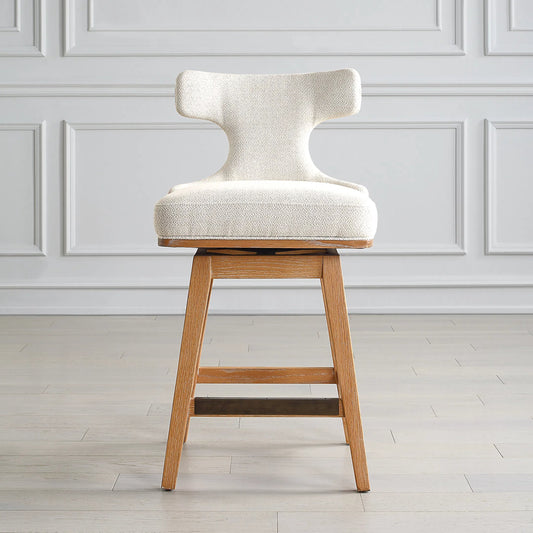 Klismos Counter Stool by Uttermost in bronze. Made from wood, foam, fabric in a unique style.