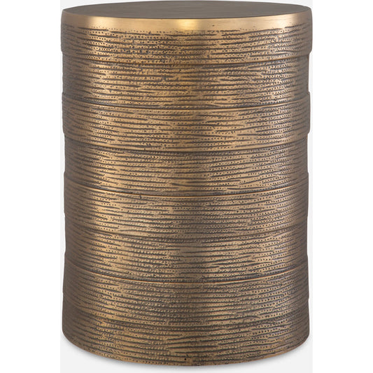 Odin Antique Accent Table by Uttermost in brass. Made from aluminum in a unique style.
