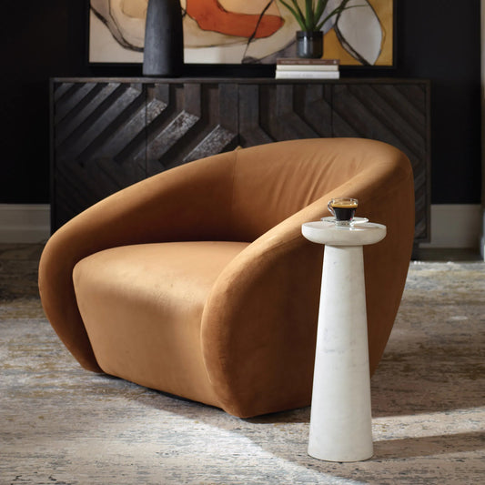 Lirra Drink Table by Uttermost in gray. Made from banswara marble in a unique style.