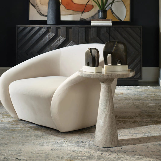 Stour Accent Table by Uttermost in natural marble. Made from morchana marble in a unique style.
