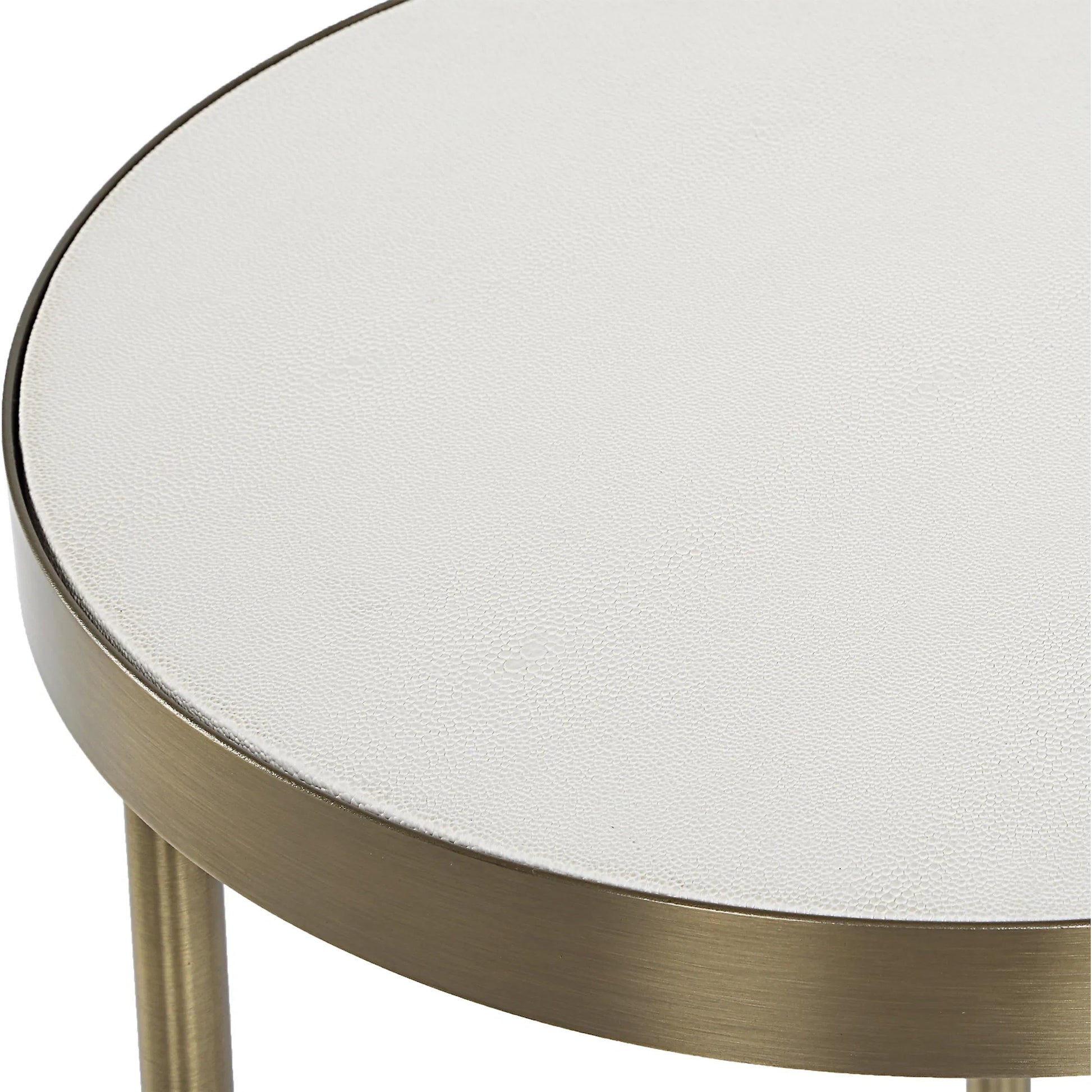 Aragon Nesting Tables by Uttermost in brass. Made from metal, mdf, pu leather in a unique style.