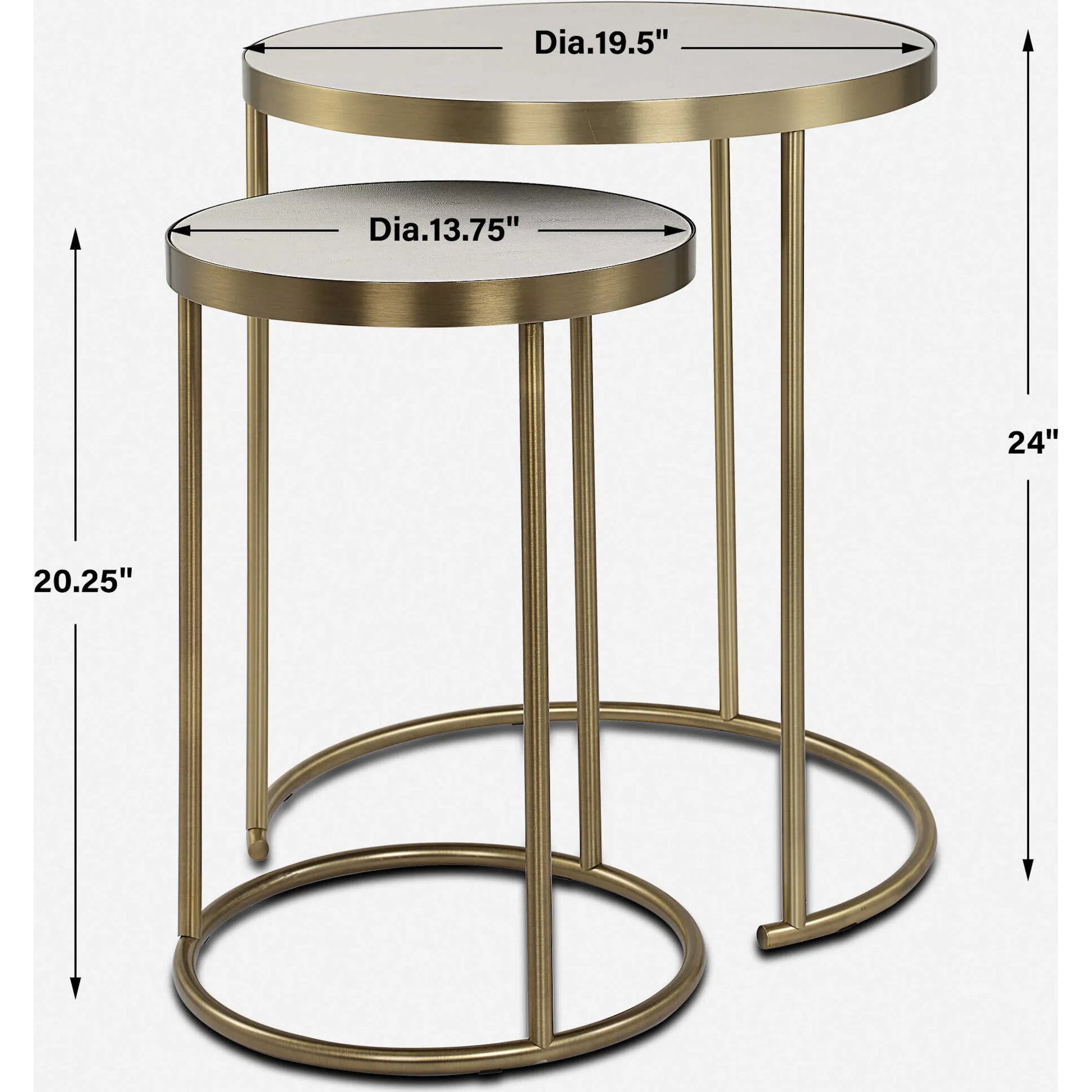 Aragon Nesting Tables (Set of 2) by Uttermost in brass. Made from metal, mdf, pu leather in a unique style.
