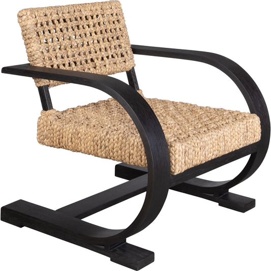Rehema Accent Chair by Uttermost in black. Made from banana fiber, oak wood in a unique style.