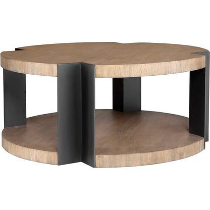 Loana Industrial Coffee Table by Uttermost in black. Made from mdf sengon veneer with mahogani wood, metal in a unique style.