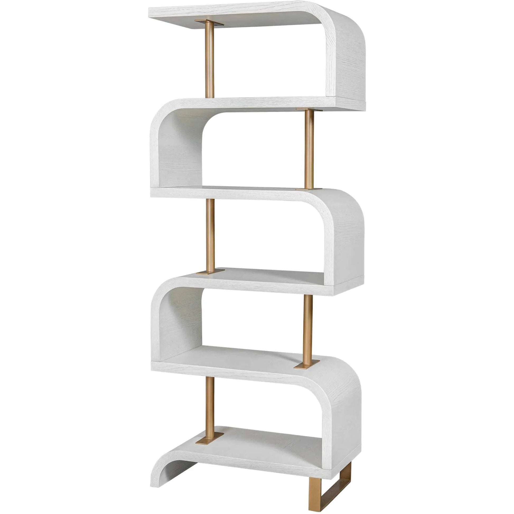 Bia Etagere by Uttermost. Made from mdf veneer mahogani with metal post in a modern style.