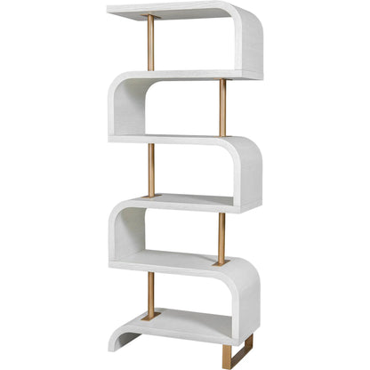 Bia Etagere by Uttermost. Made from mdf veneer mahogani with metal post in a modern style.