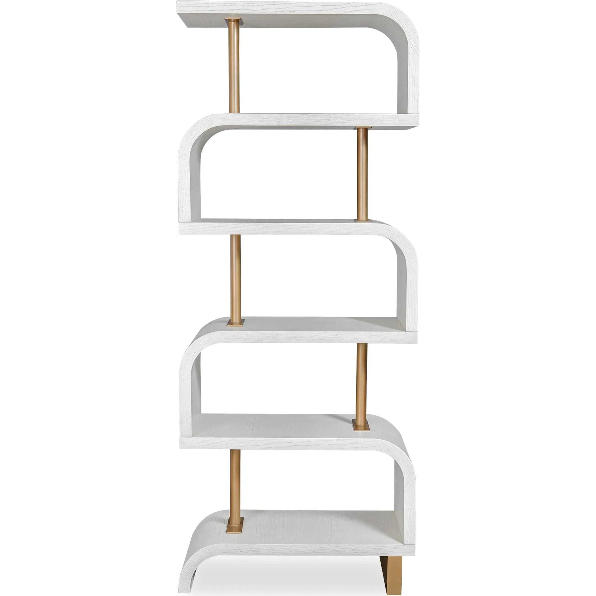Bia Etagere by Uttermost. Made from mdf veneer mahogani with metal post in a modern style.