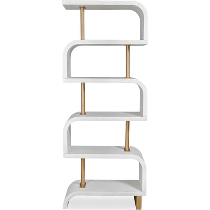 Bia Etagere by Uttermost. Made from mdf veneer mahogani with metal post in a modern style.