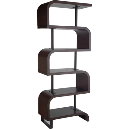 Bia Etagere by Uttermost. Made from mdf veneer mahogani with metal post in a modern style.