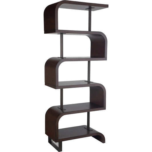 Bia Etagere by Uttermost. Made from mdf veneer mahogani with metal post in a unique style.