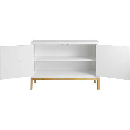 Aiken 2 Door Cabinet by Uttermost in brass. Made from red oak, fir, mdf, iron in a modern style.