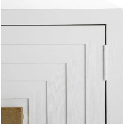 Aiken 2 Door Cabinet by Uttermost in brass. Made from red oak, fir, mdf, iron in a modern style.