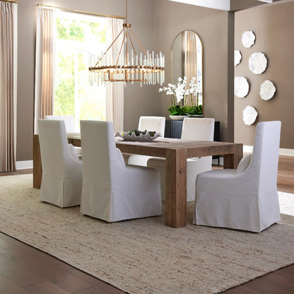 Aldan Reclaimed Dining Table by Uttermost in oak. Made from reclaimed oak, plywood in a transitional style.