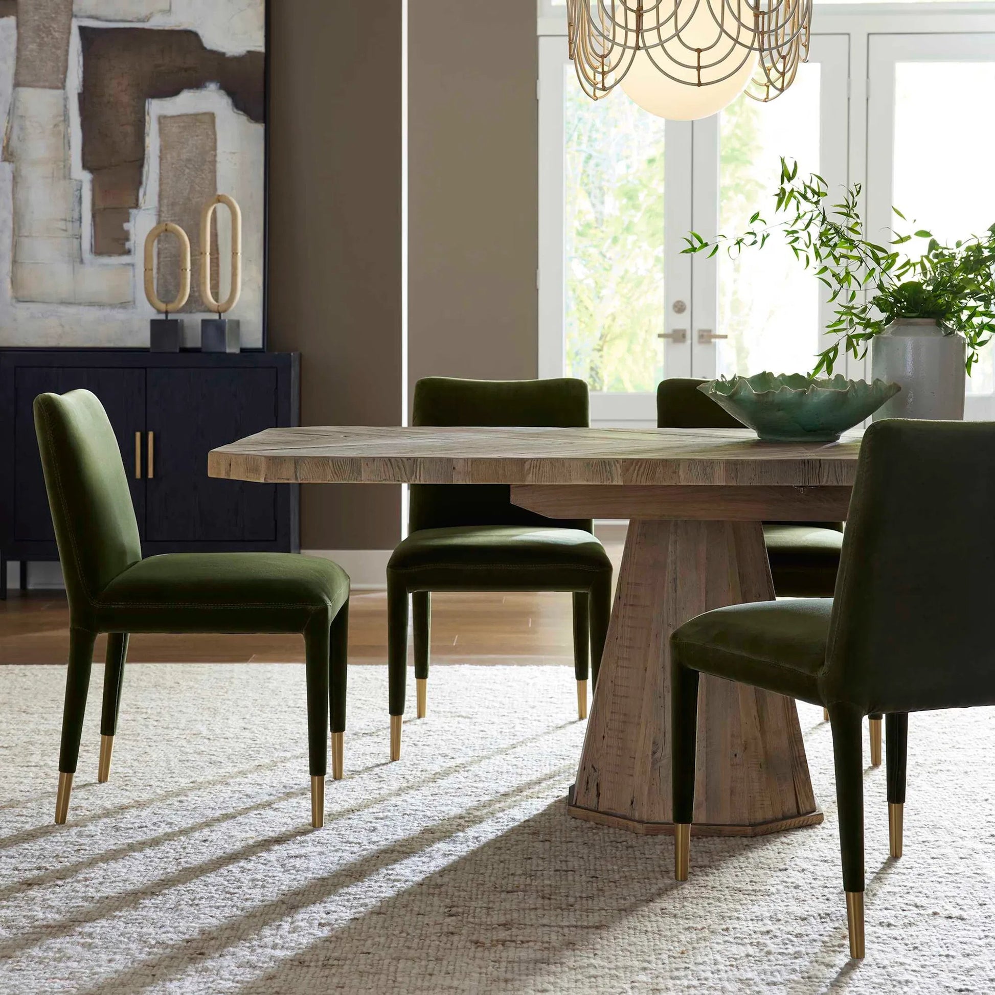 Caledon Reclaimed Dining Table by Uttermost in oak. Made from reclaimed oak, plywood in a transitional style.